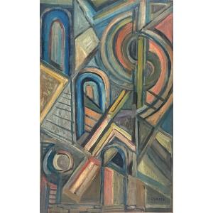 Nicolas Issaiev (1891-1977),  Abstraction, Huile