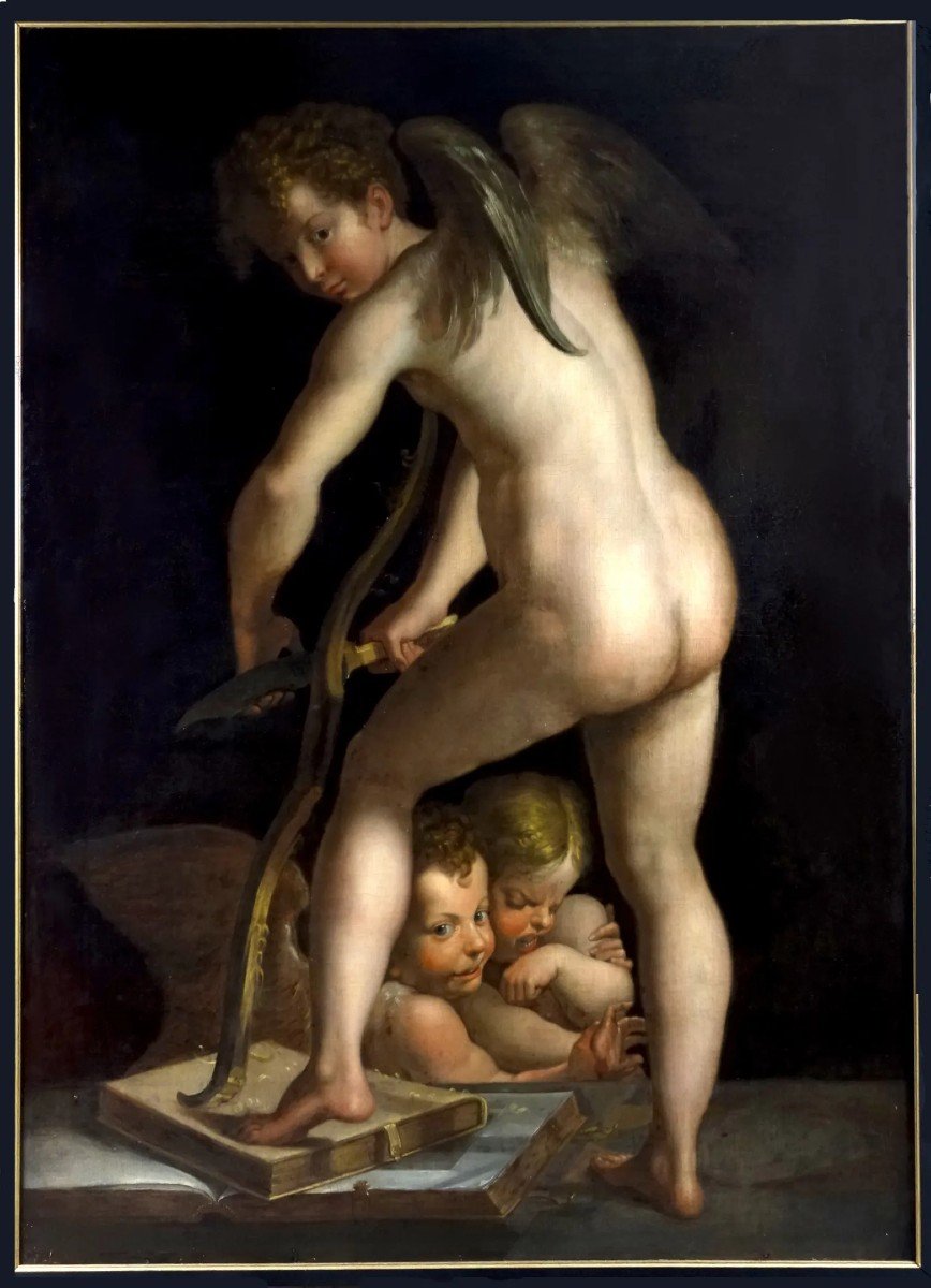 Cupidon Taillant son Arc 140 X 103 Portrait En Pied Hst  XVIII-photo-3