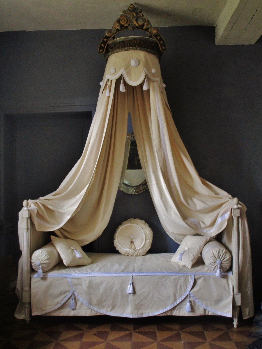 19th Century Alcove Bed / Stool-photo-3