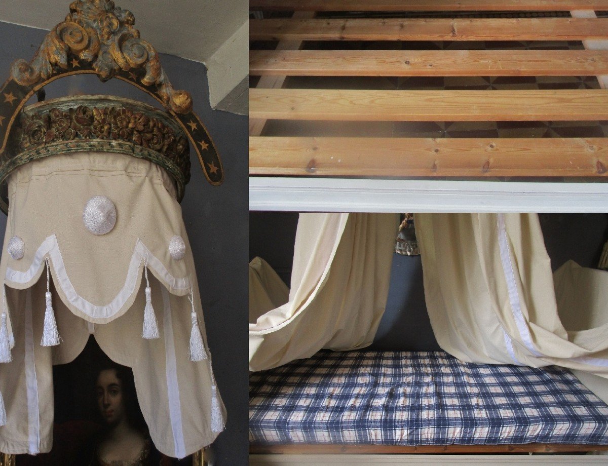 19th Century Alcove Bed / Stool-photo-4