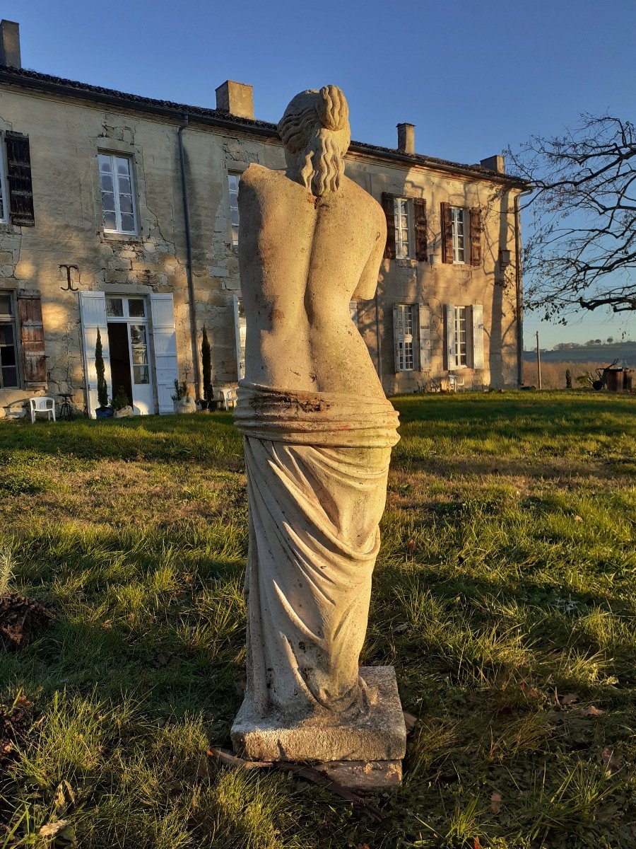 Large Sculpture Of Aphrodite Stone Exterior / Base 191 Cm XIXth-photo-2