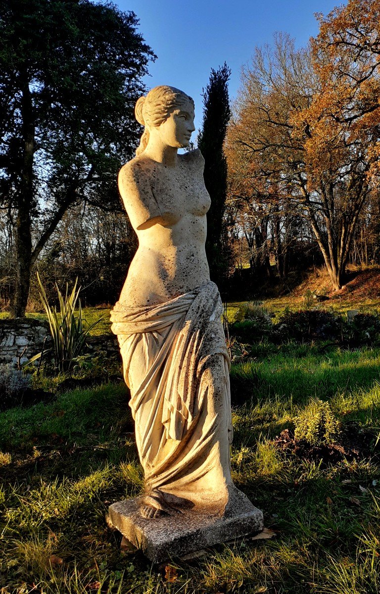 Large Sculpture Of Aphrodite Stone Exterior / Base 191 Cm XIXth-photo-3