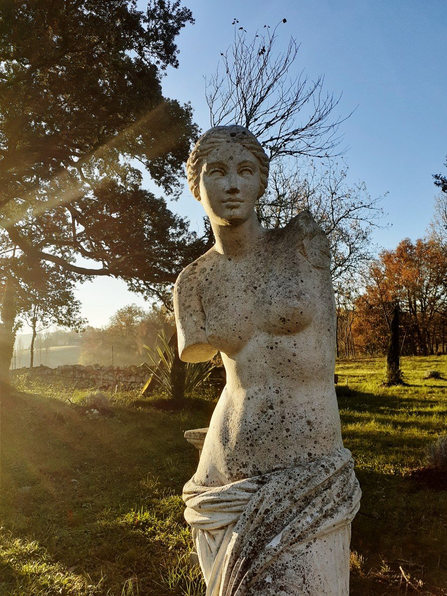 Large Sculpture Of Aphrodite Stone Exterior / Base 191 Cm XIXth-photo-5