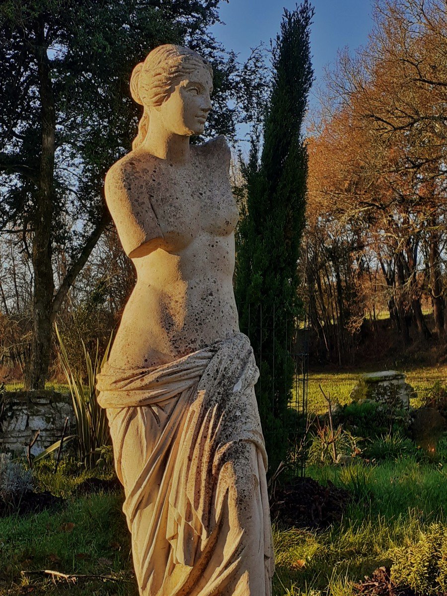 Large Sculpture Of Aphrodite Stone Exterior / Base 191 Cm XIXth-photo-7