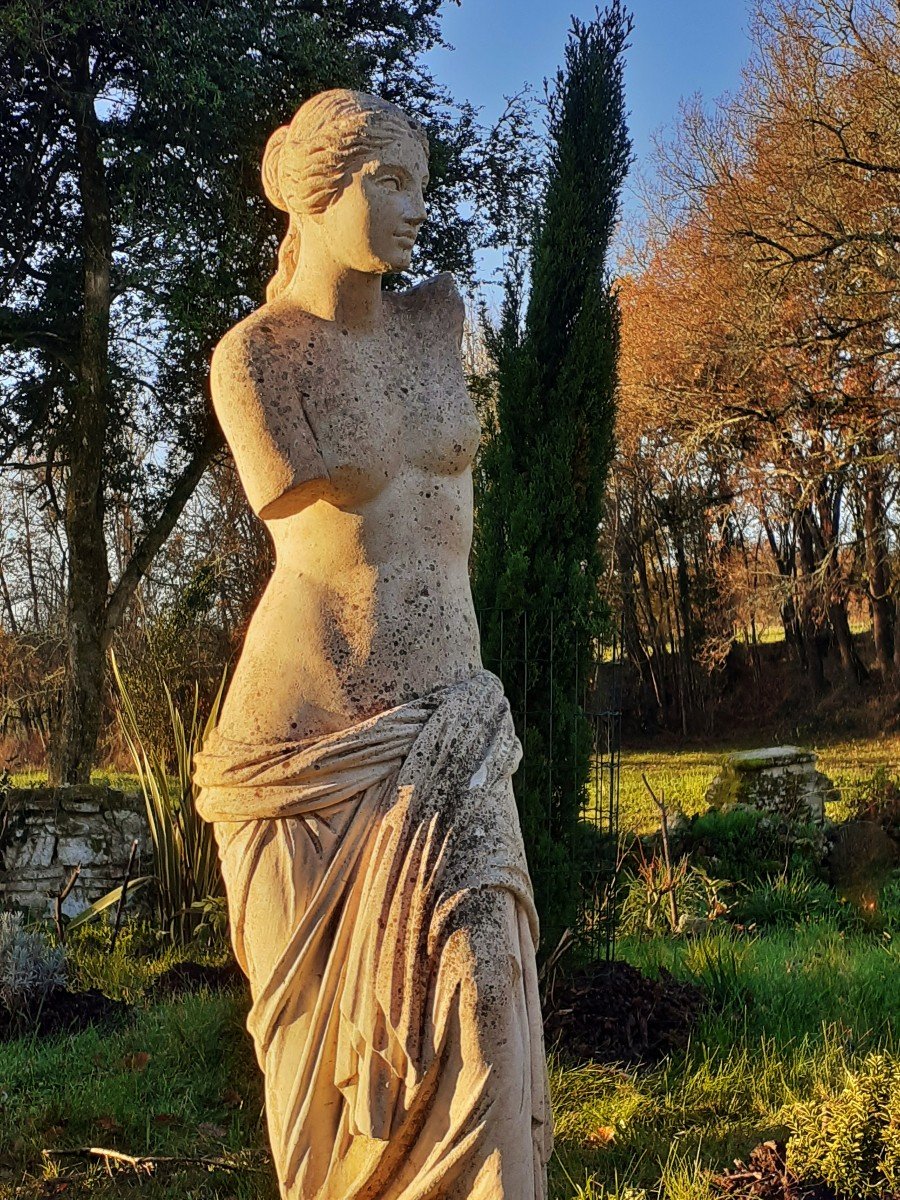 Large Sculpture Of Aphrodite Stone Exterior / Base 191 Cm XIXth