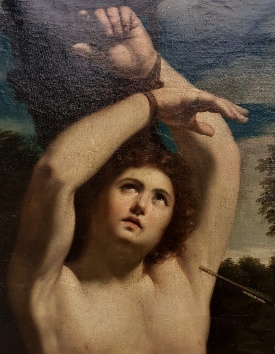 Guido Reni, After. “saint Sebastian” 135 X 98 Cm Hst. 19th-photo-3