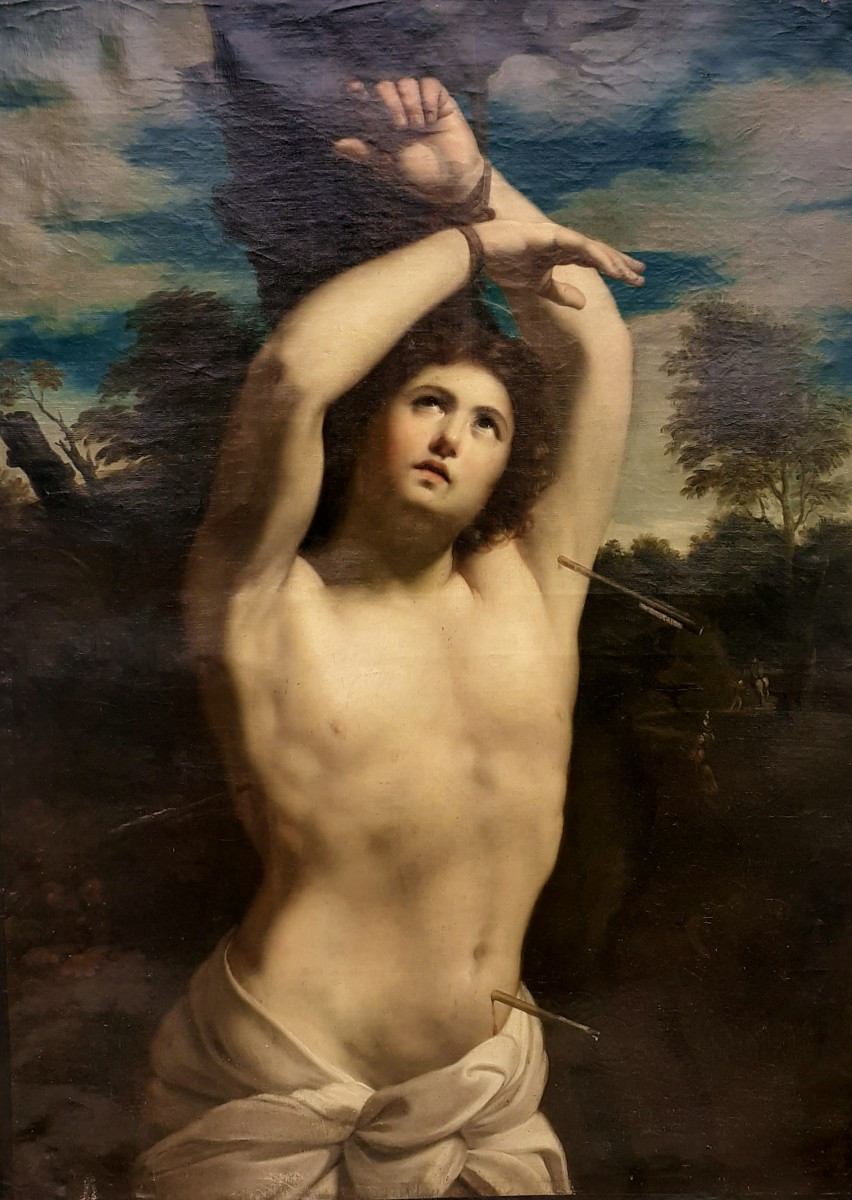 Guido Reni, After. “saint Sebastian” 135 X 98 Cm Hst. 19th
