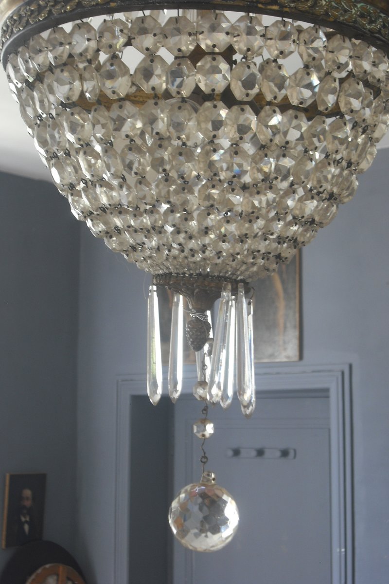 Large Basket Chandelier, Hot Air Balloon 105 X 30 Crystal / Bronze-photo-3