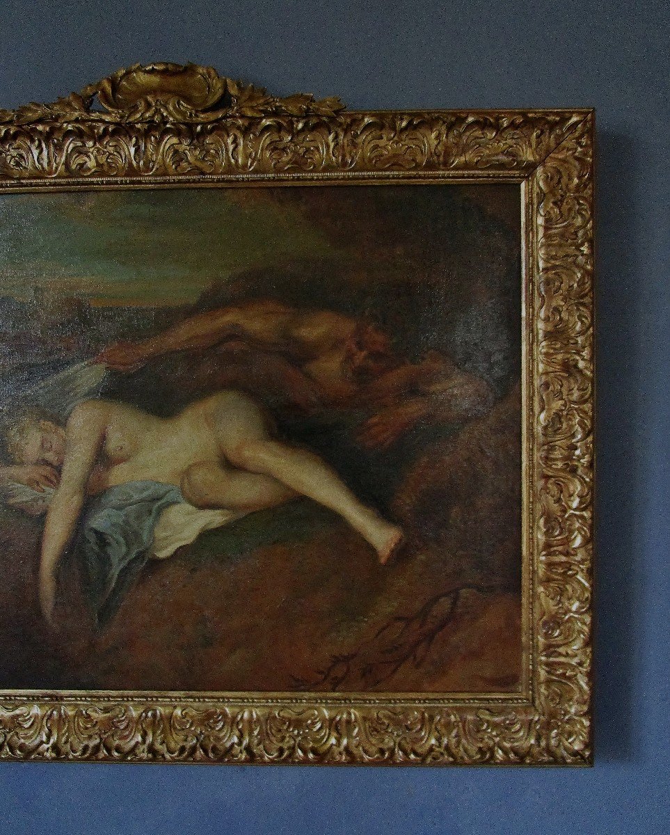 Imposing Hst Jupiter / Antiope 108 X 92 After Watteau-photo-4