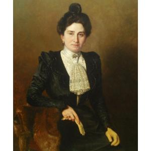 Grand Portrait En Pied  A  Demange 116 X 89  -hst 1899