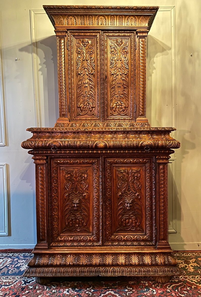 Buffet Or Cabinet With Two Recessed Or Diminutive Body, In Walnut.