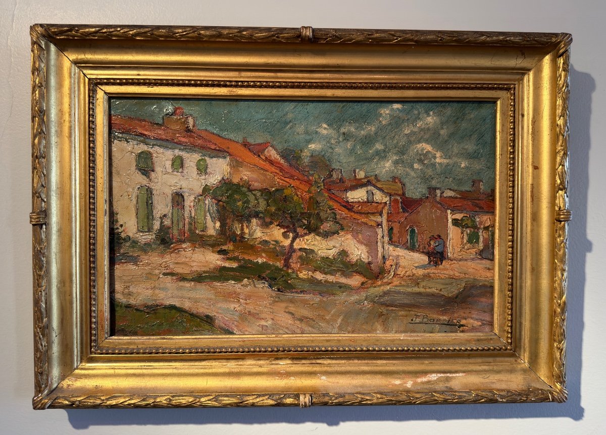 Village Du Midi. Huile Sur Toile Jacques Bordier XX ème. 