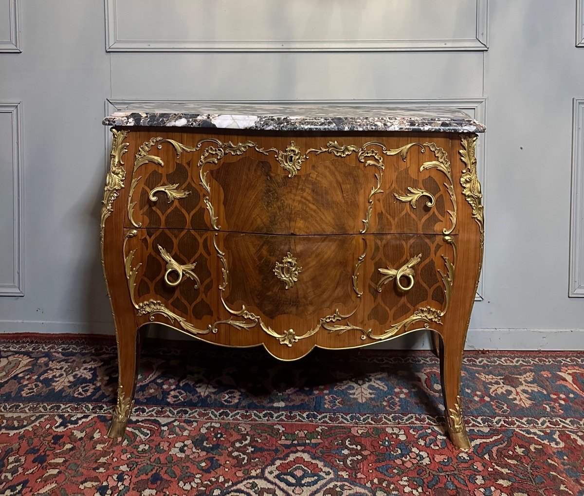 Commode D’apparat De Style Louis XV, D’époque Fin XIX ème. -photo-2