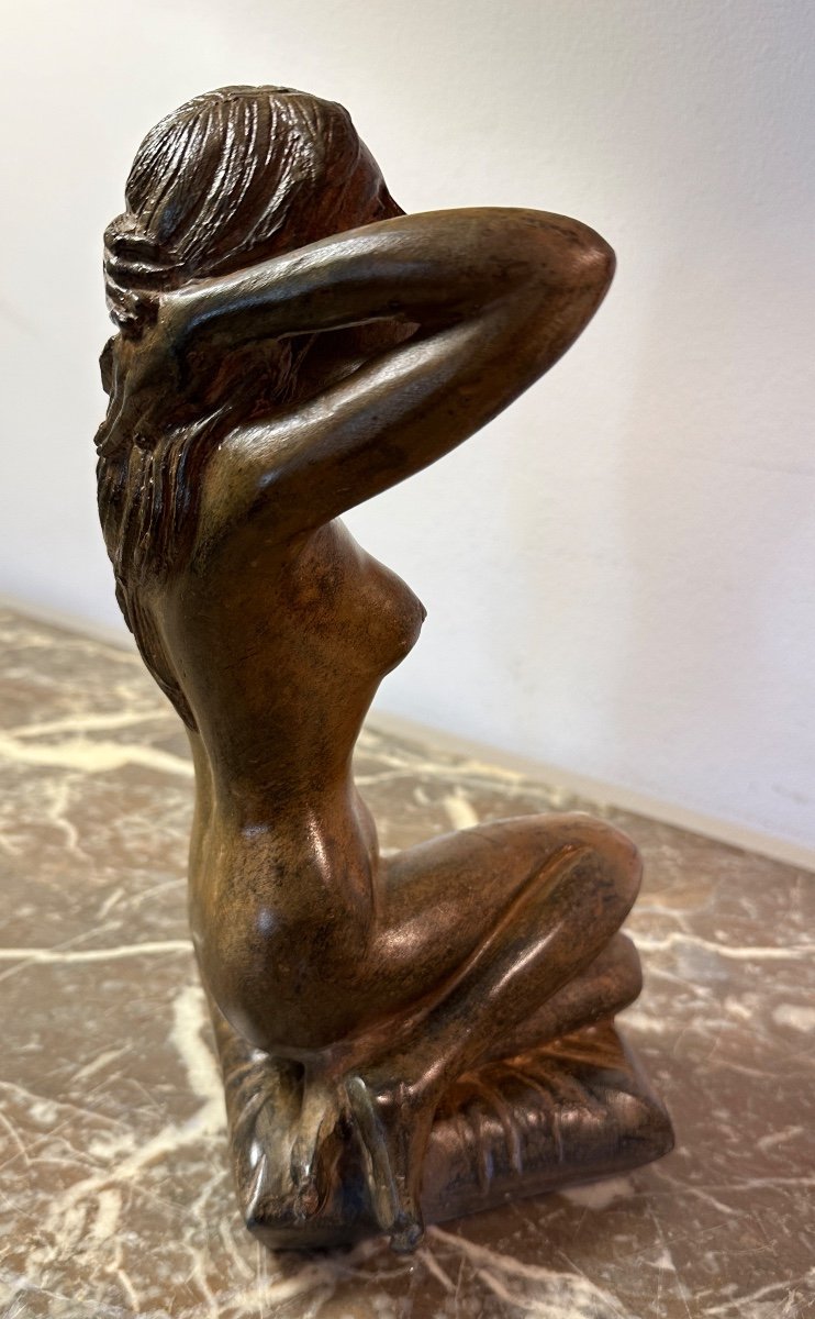 Bronze By Pierre Chenet. Woman Sitting. -photo-1