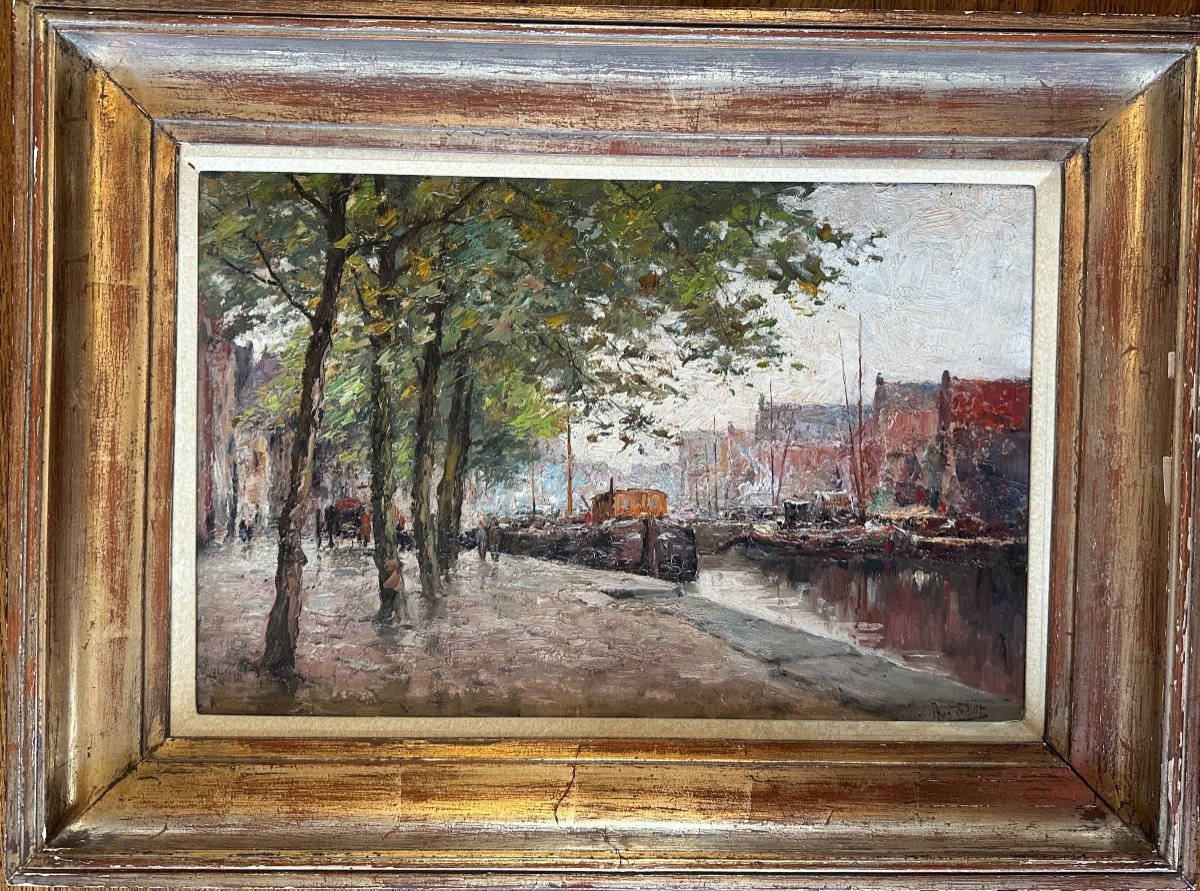 The Peniches Along The Canal. Prosper De Wit (1860-1947). -photo-2