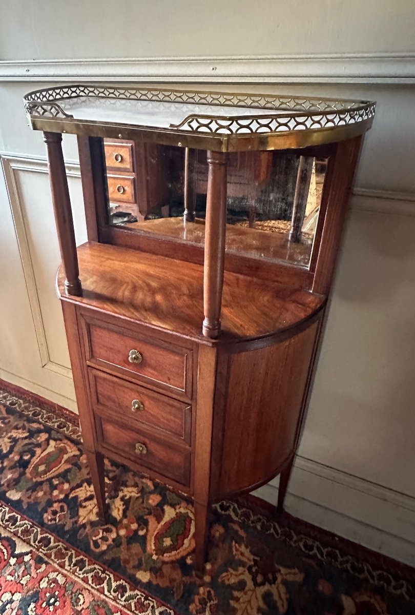 Console In Half-moon Shape, Louis XVI Style In Mahogany. -photo-3