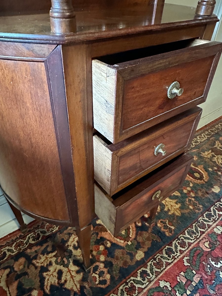 Console In Half-moon Shape, Louis XVI Style In Mahogany. -photo-1