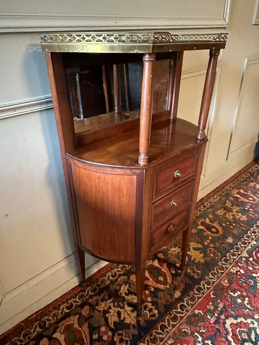 Console In Half-moon Shape, Louis XVI Style In Mahogany. -photo-3