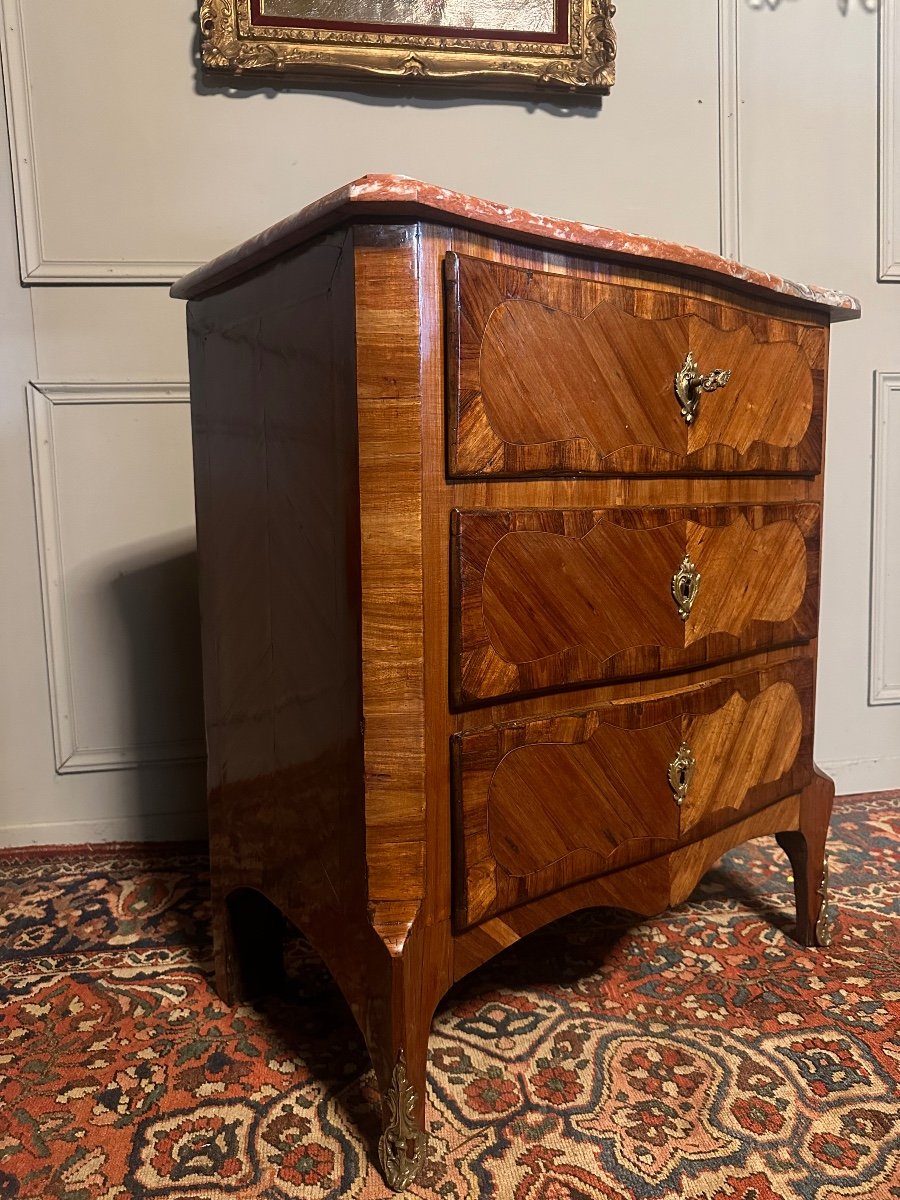 Petite Commode D’époque XVIII ème Estampillée A . Heurteaux  ,  En Marqueterie -photo-6