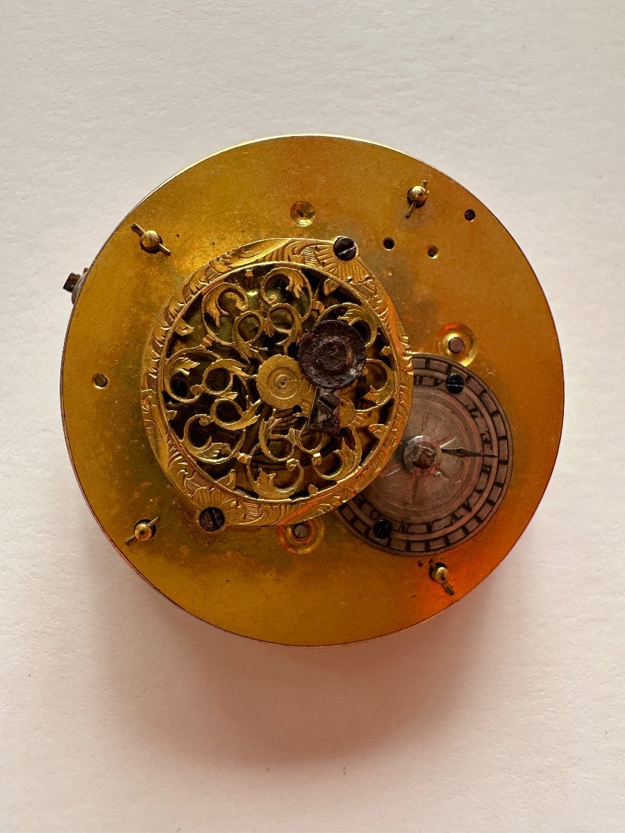 Rooster Pocket Watch Movement, Gold Dial -photo-2