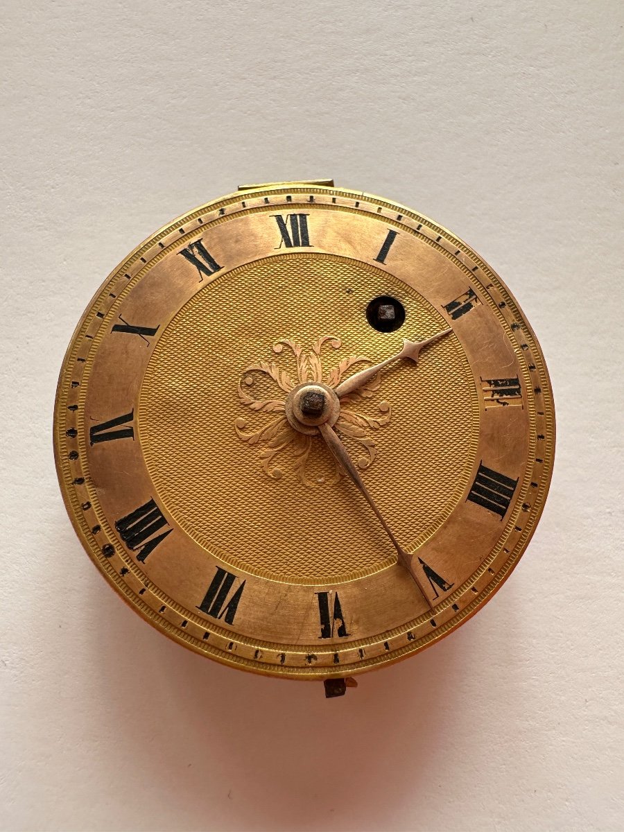 Rooster Pocket Watch Movement, Gold Dial 