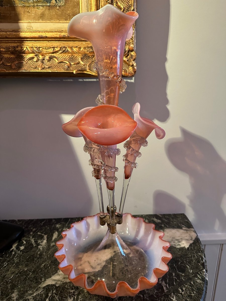 Grand Tulipier, Centre De Table En Verre De Murano D’époque XIX ème . 