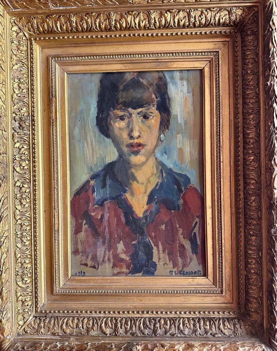 Portrait De Jeune Femme. Huile Sur Carton Datée 1912. 