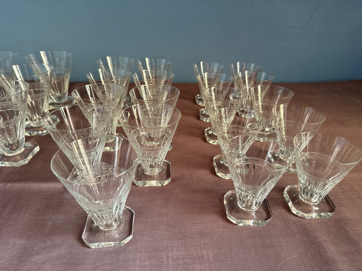 Service De Verres En Cristal Taillé, D’époque Art-deco. -photo-1