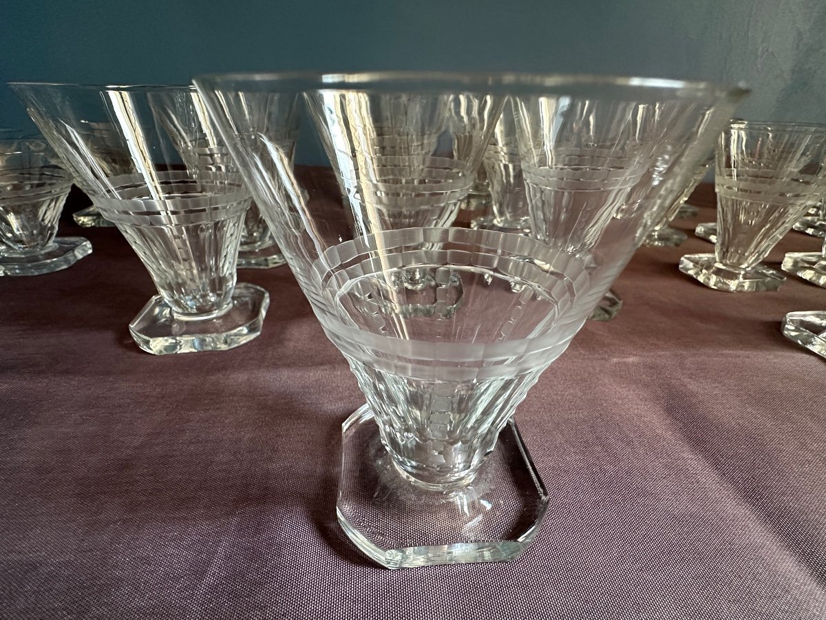 Service De Verres En Cristal Taillé, D’époque Art-deco. 