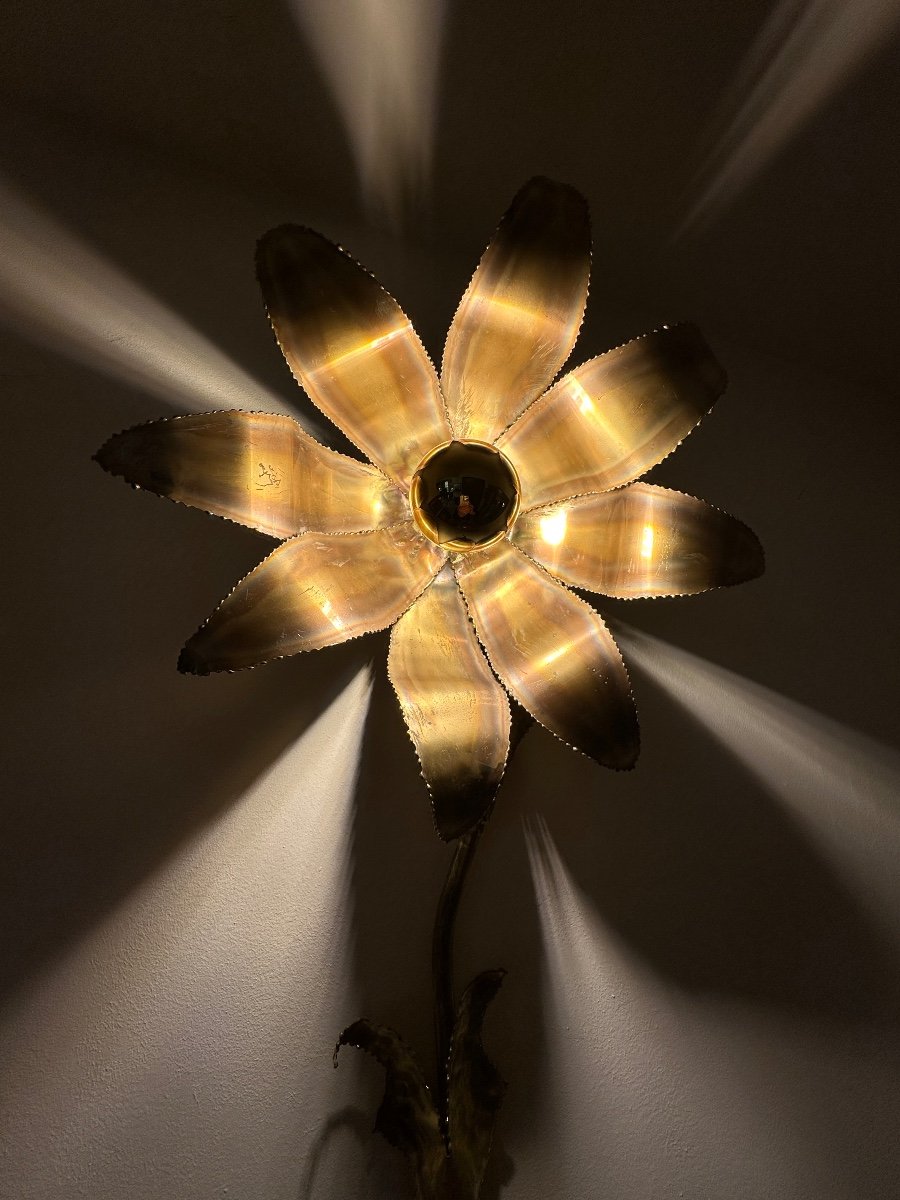 Brass Flower Wall Light. Maison Jansen.-photo-1