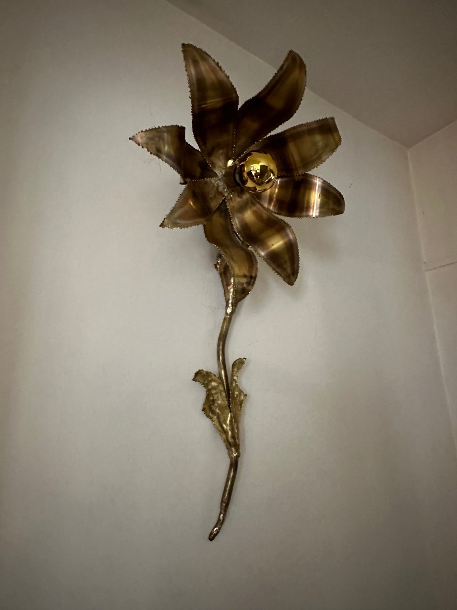 Brass Flower Wall Light. Maison Jansen.-photo-5