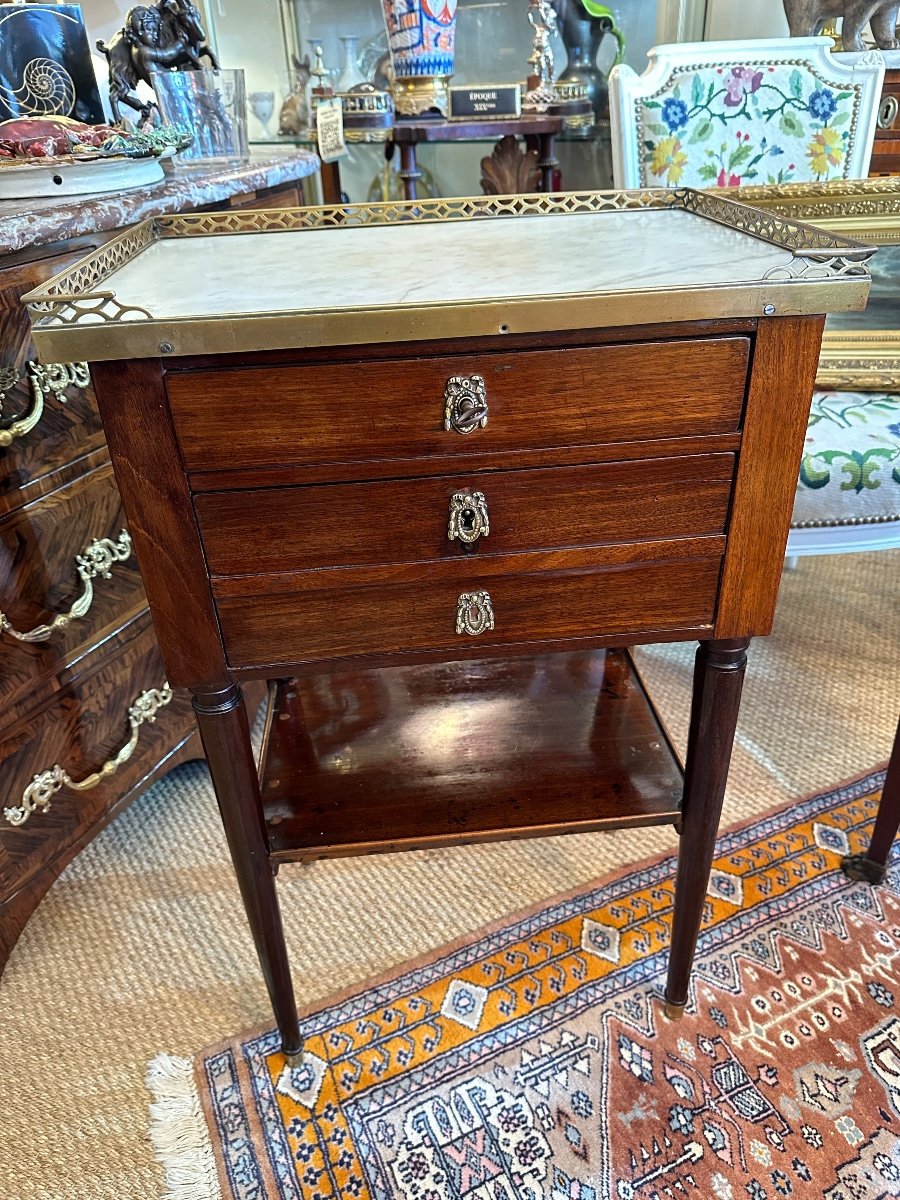 Louis XVI Period Mahogany Bedside Table.