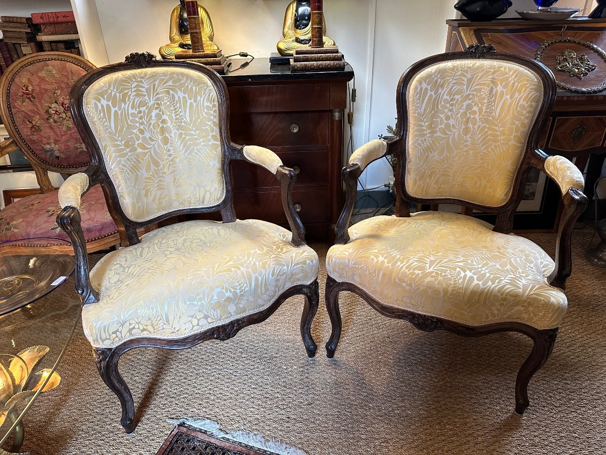 Pair Of Louis XV Cabriolets, 18th Century. -photo-2