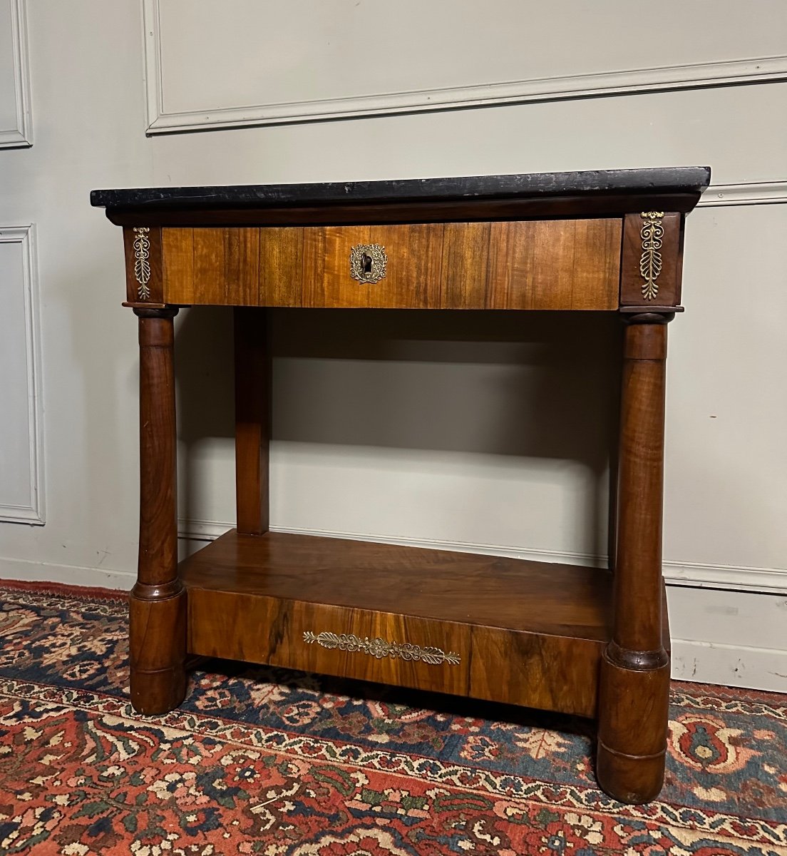 Empire Period Console In Mahogany. 