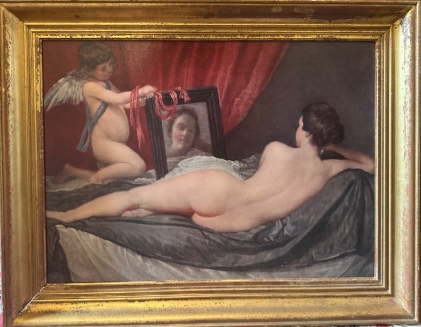 Nu De Femme Au Miroir. Huile Sur Toile XX  ème. 