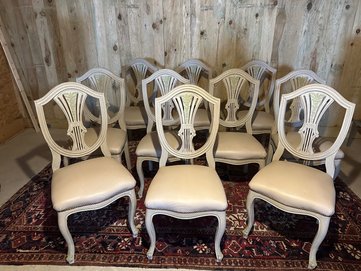 Set Of 10 Louis XV-louis XVI Transition Style Chairs.-photo-2