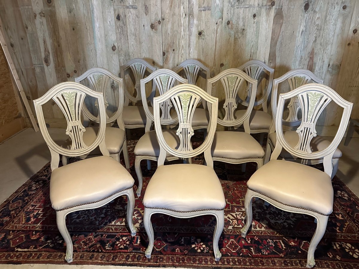 Set Of 10 Louis XV-louis XVI Transition Style Chairs.-photo-3