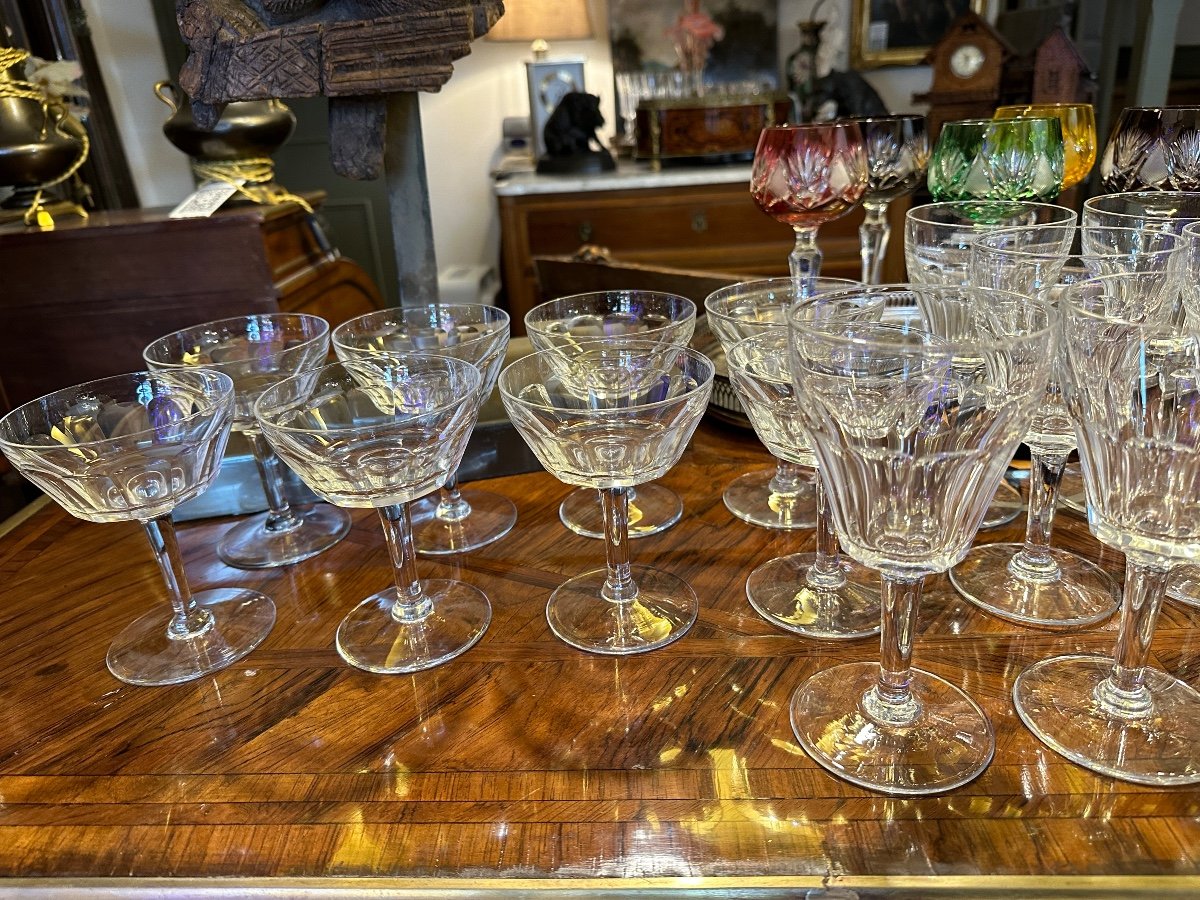 Service De Verres à Côtes En Cristal Taillé D’époque XIX  ème. -photo-3