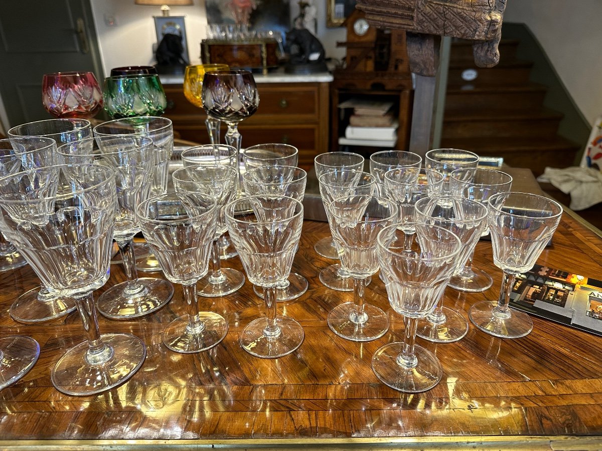 Service De Verres à Côtes En Cristal Taillé D’époque XIX  ème. -photo-4