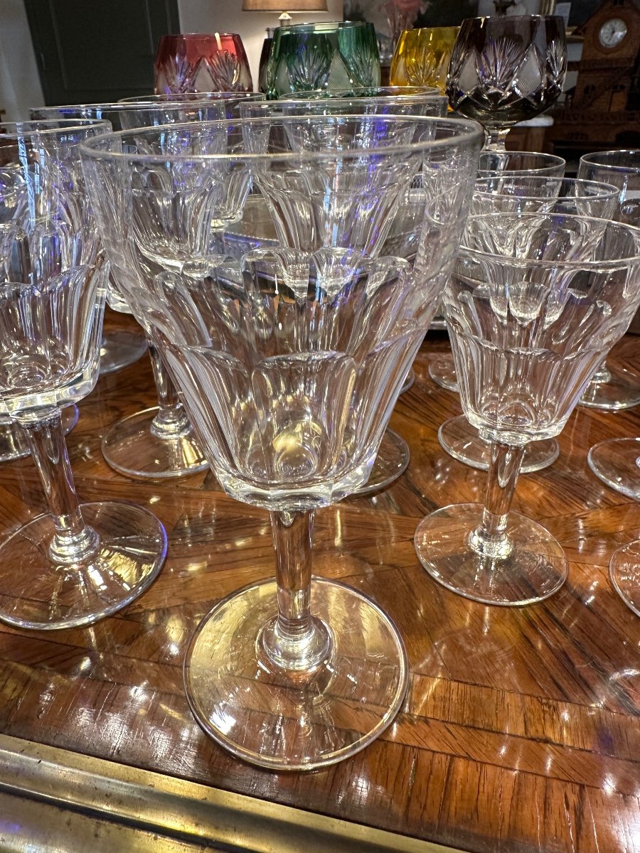 Service De Verres à Côtes En Cristal Taillé D’époque XIX  ème. -photo-1