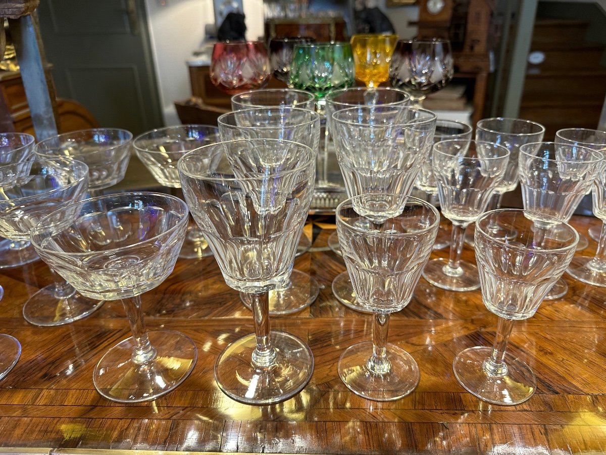 Service De Verres à Côtes En Cristal Taillé D’époque XIX  ème. -photo-2