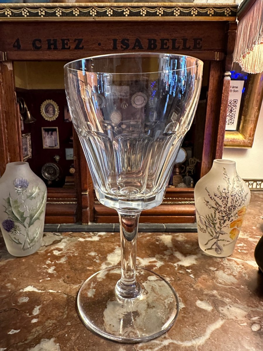 Service De Verres à Côtes En Cristal Taillé D’époque XIX  ème. -photo-3