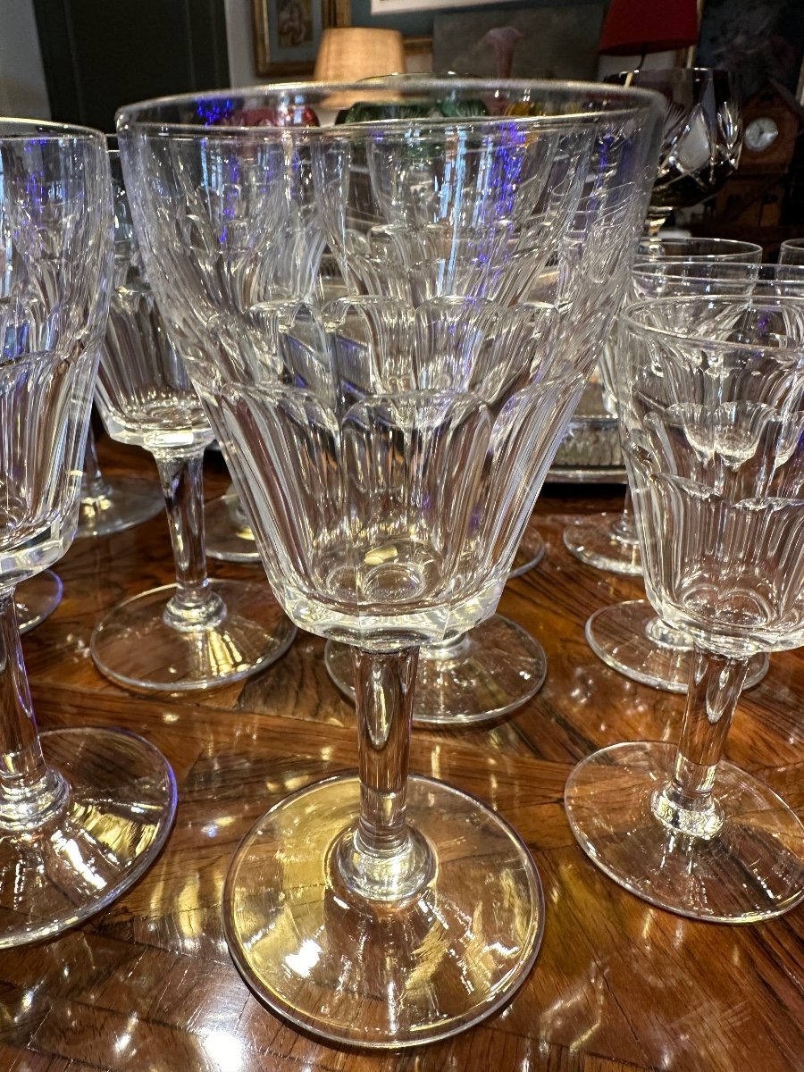 Service De Verres à Côtes En Cristal Taillé D’époque XIX  ème. 