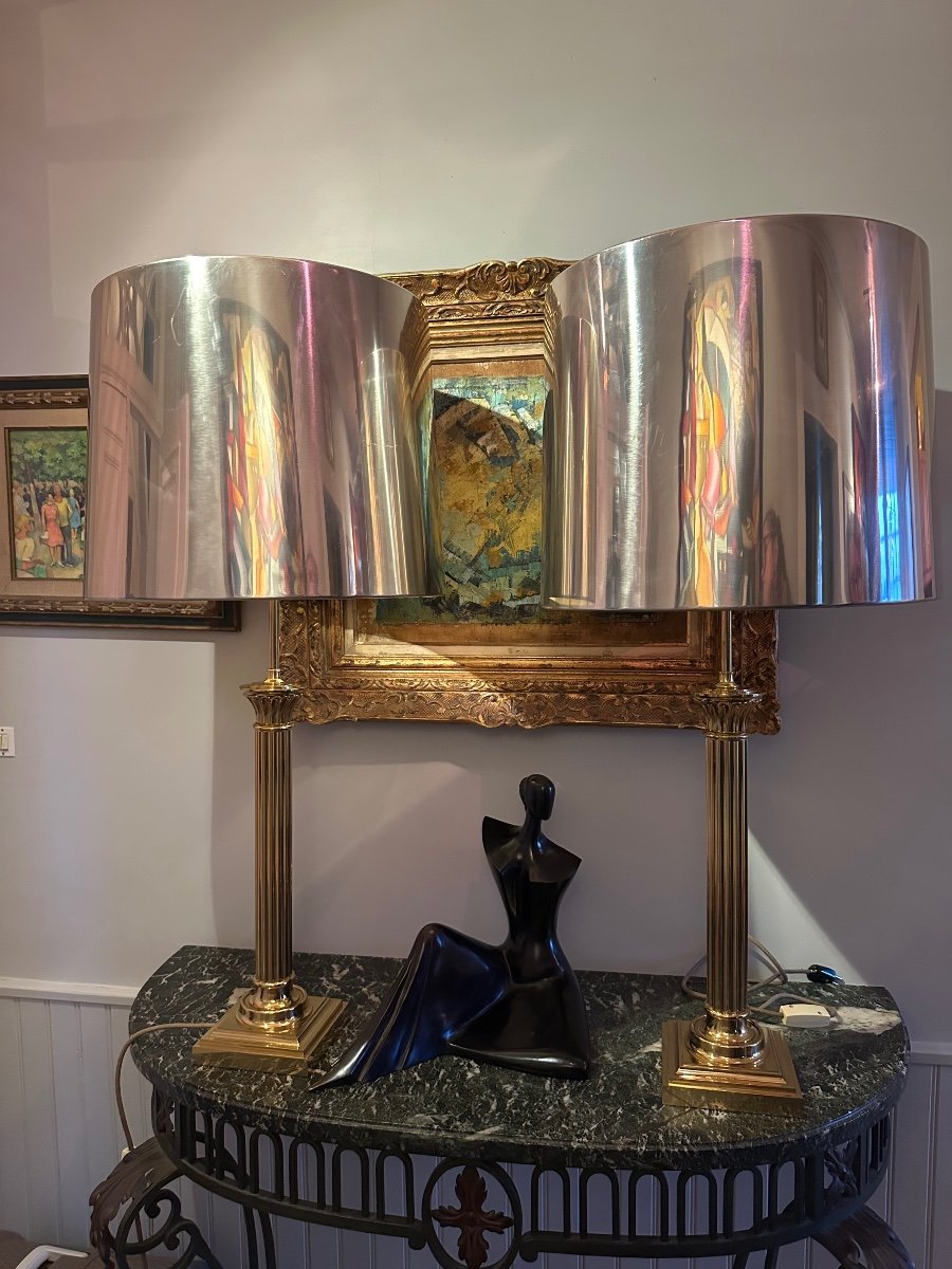 Pair Of Large Lamps (height: 1 Meter) Maison Charles Style. 