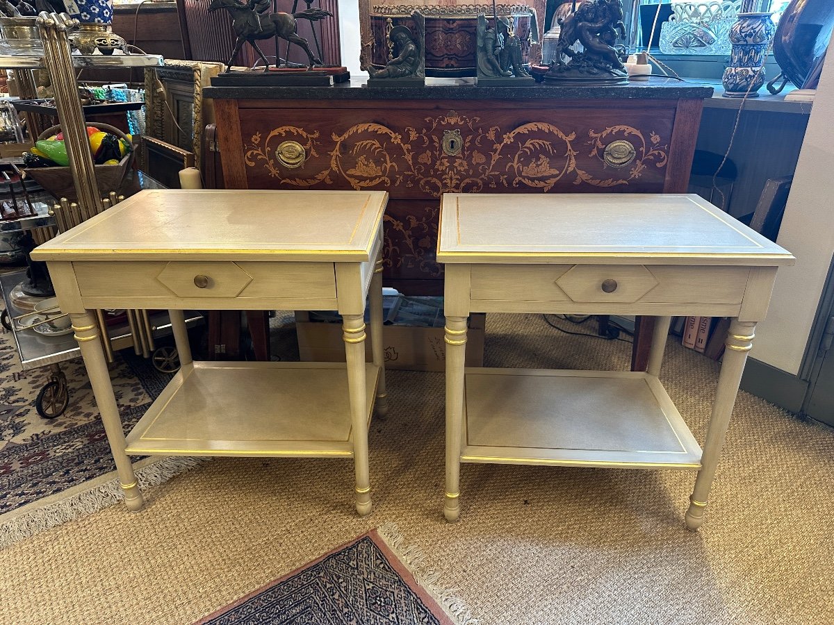 Pair Of Louis XVI Style Bedside Tables Or Sofa Ends. -photo-3