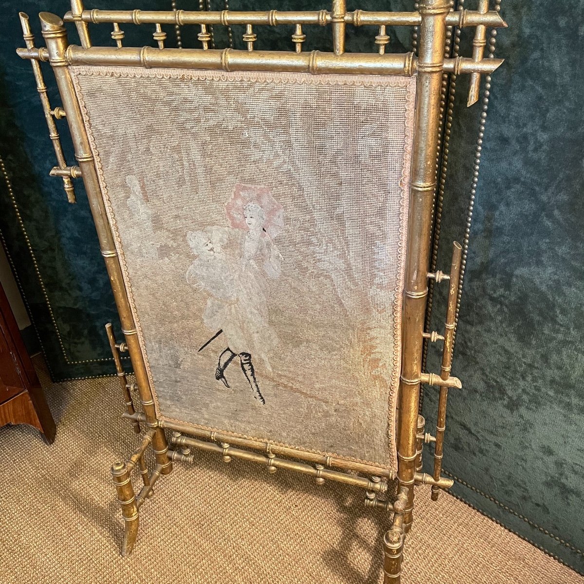 Napoleon III Golden Wood Fireplace Screen-photo-3