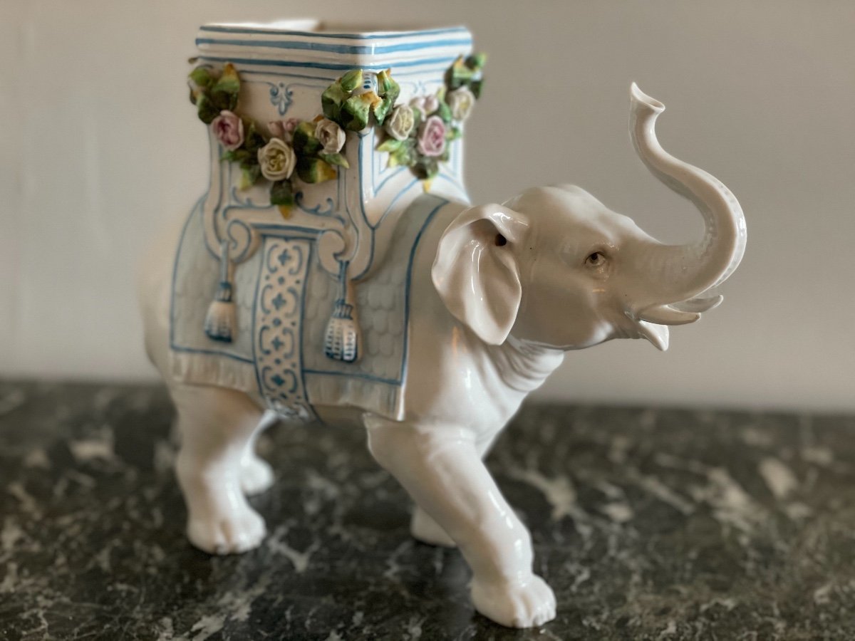 Nymphenburg Porcelain Elephant Vase Circa 1880-photo-6