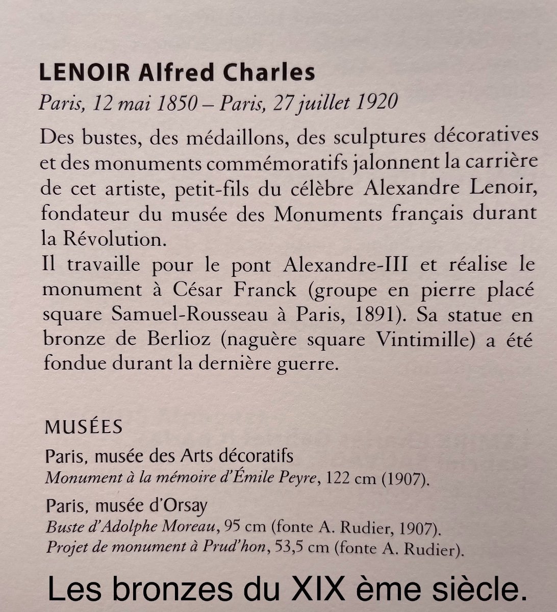 Bronze  cire perdue « l’inspiration Du Peintre. » Alfred Lenoir ( 1850-1920 ). -photo-3