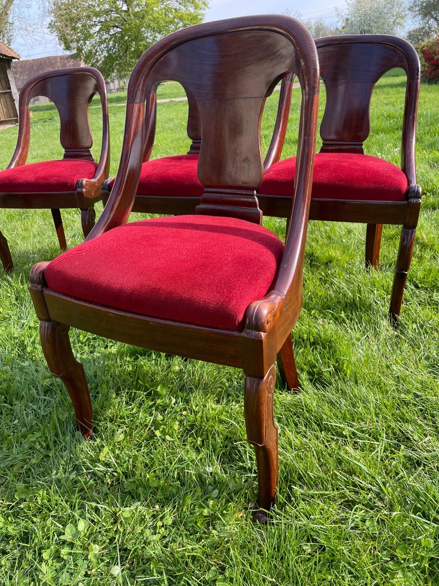 Suite Of Six Empire Style Mahogany Chairs.-photo-4