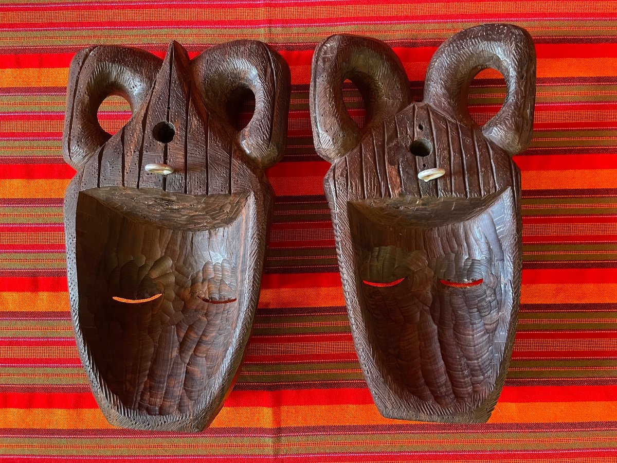 Pair Of African Masks In Ebony.-photo-4